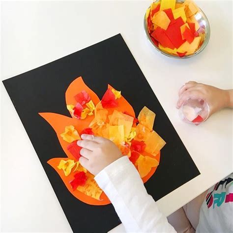 This tissue paper fire craft for #mpkpreschool was an adorable craft ...