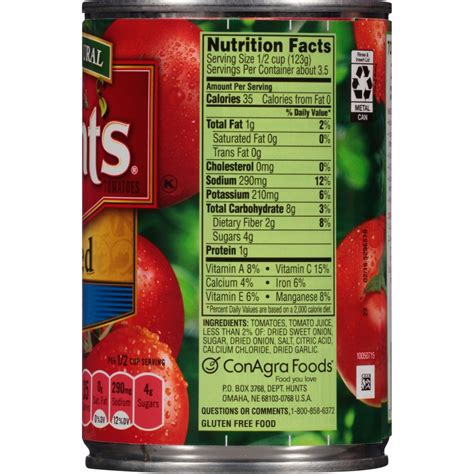 Hunts Low Sodium Tomato Sauce Nutrition Facts - Nutrition Ftempo