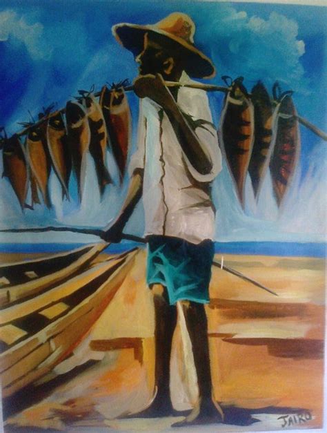 FISH VENDOR - an original painting by Kenyan artist Jairo | Kenyan ...