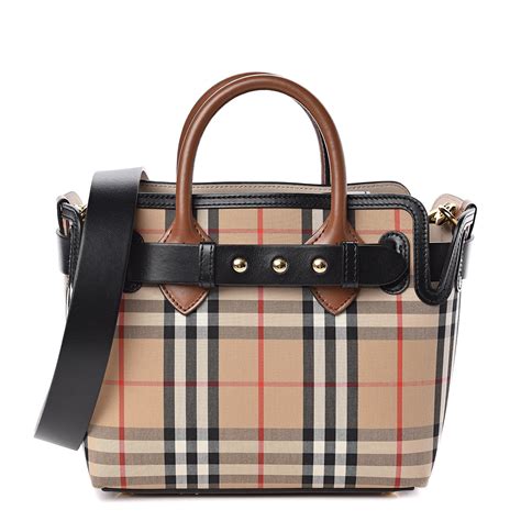 BURBERRY Calfskin Vintage Check Mini Triple Stud Belt Bag Archive Beige ...