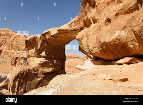 Rock Bridge of Um Fruth, desert, Wadi Rum, Hashemite Kingdom of Jordan, Middle East, Asia Stock ...