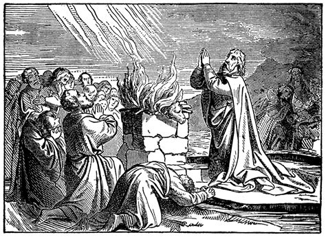 Elijah Praying to God to Set Fire to His Altar in Front of the Prophets ...