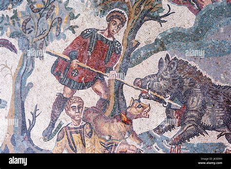 Great Hunt mosaic, Roman mosaics in the Roman villa or palace of Villa Imperiale del Casale ...