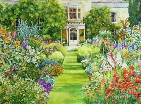 Cottage Anglais by Francoise Chauray | Cottage art, Garden mural, Watercolor flowers tutorial