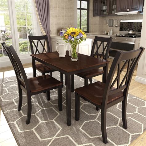 5 Piece Dining Table Set, Modern Kitchen Table Sets with Dining Chairs ...