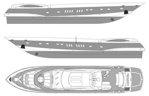 Motor boat Cleopatra Blueprint - Download free blueprint for 3D modeling