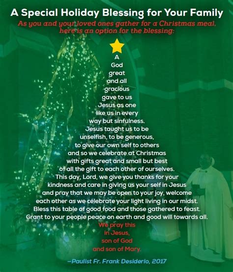 Blessing Prayer for a Christmas Meal – Paulist Fathers