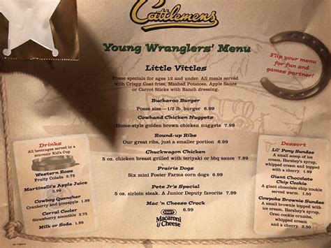 Menu at Cattlemens steakhouse, Selma, Art Gonzales Pkwy