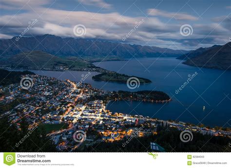 Night Scene of Queenstown from Skyline Gondola Stock Image - Image of ...