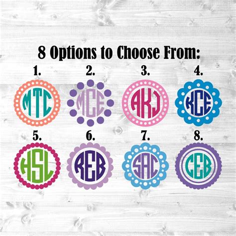 Circle Monogram Decal Border Monogram Sticker Scallop Border Decal ...