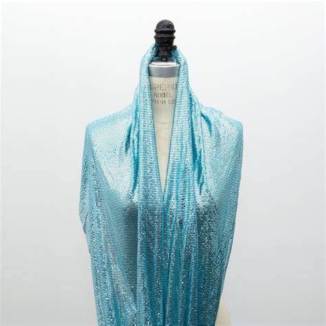 Mood Exclusive Light Blue Tubular Chainmail Fabric