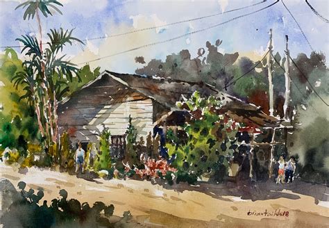 Village house Watercolour by Brian Tai | 水彩, 水彩画, 画