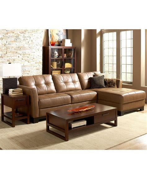 Martino Leather Sectional- Macy's | Living room leather, Leather living ...