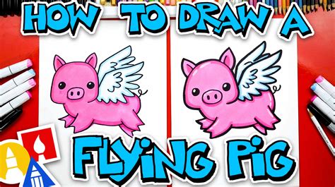 How To Draw A Funny Flying Pig - Art For Kids Hub