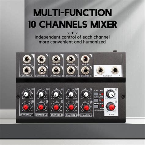 10 Channel Mixing Console Digital Audio Mixer for Recording DJ Live ...