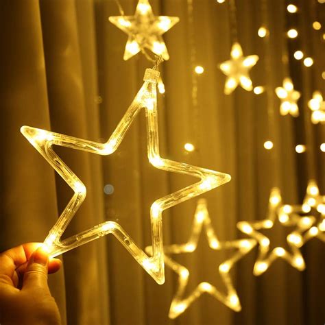 Twinkle Star 12 Stars 138 LED Curtain String Lights, Window Curtain ...