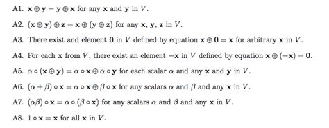 Vector Space Axioms