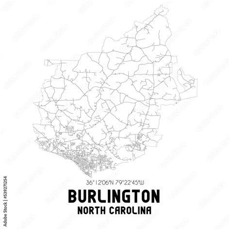 Burlington North Carolina. US street map with black and white lines. Stock Illustration | Adobe ...