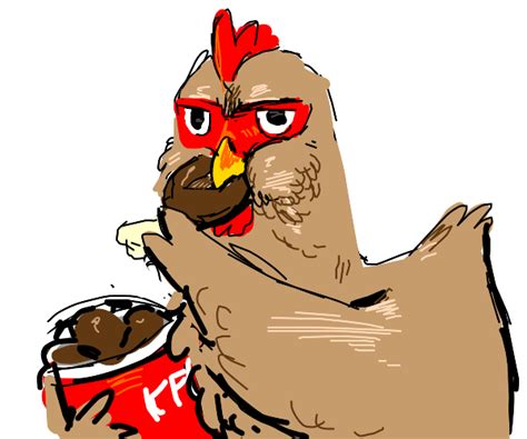 Chicken eats KFC - Drawception