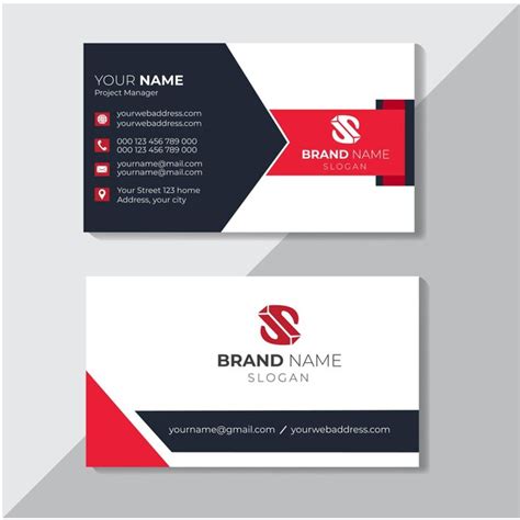 Premium Vector | Red and white minimalist business card design template