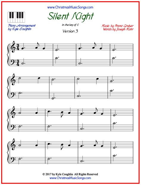 Simple version of piano sheet music for Silent Night | Piano | Piano ...