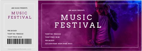 Music Festival Event Ticket Templates for Word | Download