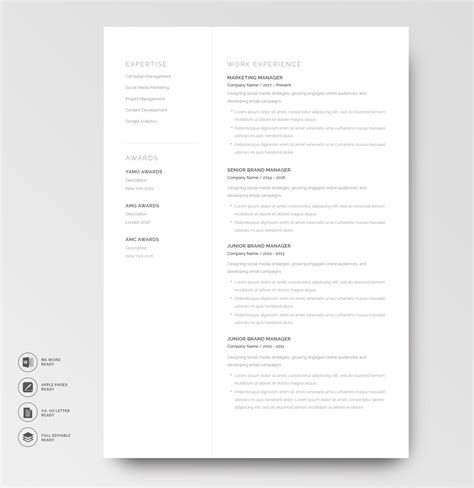 Elegant Resume Template 120980, MS Word, Pages | Resumeway