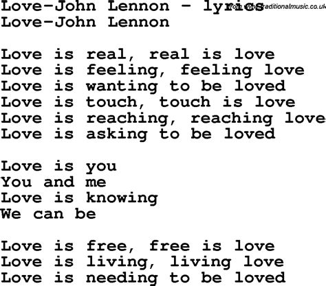 Love Song Lyrics for:Love-John Lennon