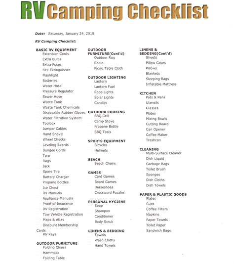 RV Camping Checklist - Delivered RV Rentals