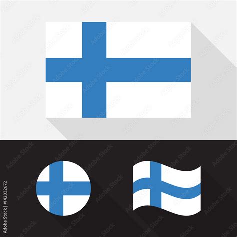 Set of Finland flag flat design vector illustration Stock Vector ...