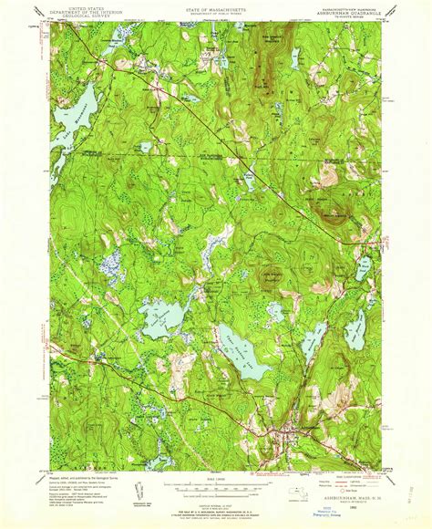 Ashburnham, Massachusetts 1950 (1962) USGS Old Topo Map Reprint 7x7 MA Quad 349945 - OLD MAPS