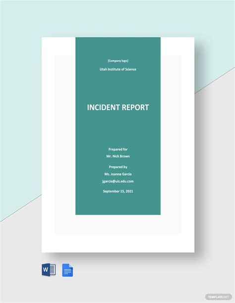 Free High School Incident Report Template - Google Docs, Word, Apple Pages | Template.net in ...