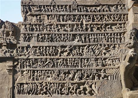 A relief summary of Ramayana at Hindu temple cave 16 Ellora India ...