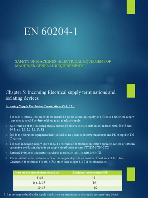 EN 60204-1 - Summary - Presentation | PDF | Components | Electronics