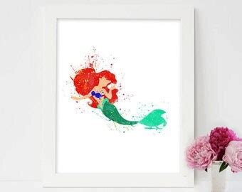 Ariel watercolor | Etsy