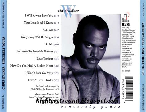 highest level of music: Chris Walker - Sincerely Yours-(Retail)-1993-hlm