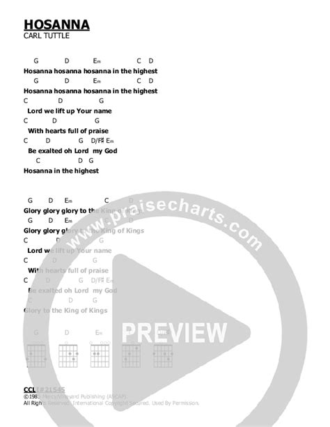 Hosanna Chords PDF (Carl Tuttle) - PraiseCharts