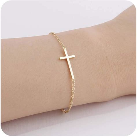 Sideways Cross Bracelet Simple Tiny Small Cross Bracelet Cool Faith Christian Cross Bracelets ...