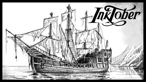 Inktober day 22 | Drawing A Ghost Ship In Photoshop - YouTube