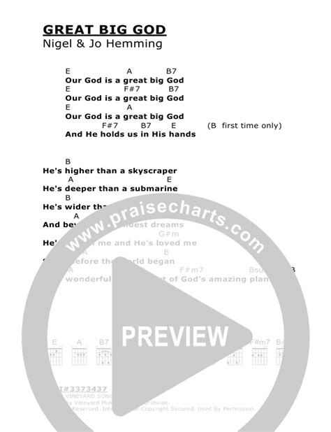 Great Big God Chords (Vineyard UK) - PraiseCharts