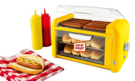 Oscar Mayer Extra Large 8 Hot Dog Roller & 8 Bun Toaster Oven, Stainless Steel Grill Rollers ...