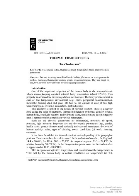 (PDF) Thermal Comfort Index