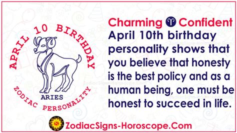 April 10 Zodiac (Aries) Horoscope Birthday Personality and Lucky Things