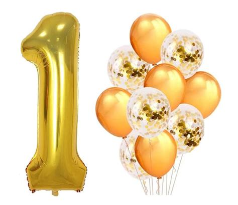 Amazon.com: PartyMart Gold Number 1 Balloon, Gold Confetti Balloon: Toys & Games