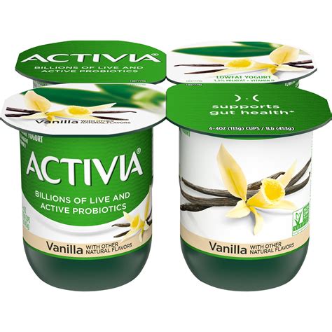 Activia Lowfat Probiotic Vanilla Yogurt, 4 Oz. Cups, 4 Count - Walmart ...