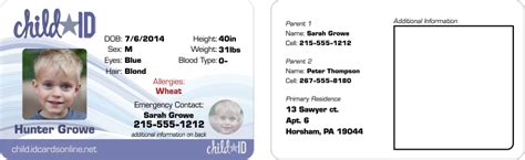 Printable Child Id Card