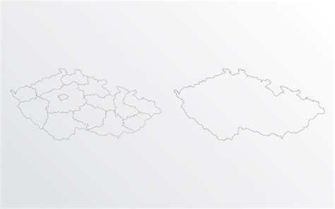 Premium Vector | Black outline vector map of Czechia with regions