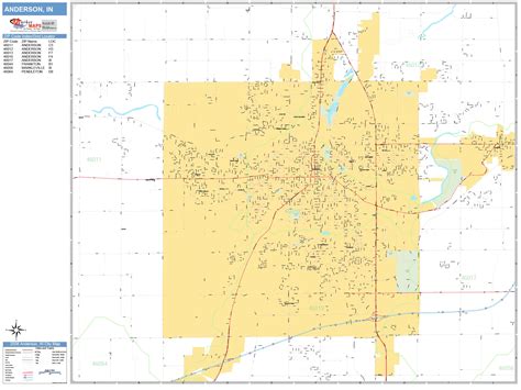 Anderson Indiana Wall Map (Basic Style) by MarketMAPS - MapSales