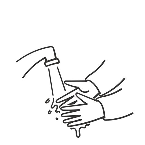 hand drawn doodle wash hands with tap water illustration 15235629 Vector Art at Vecteezy