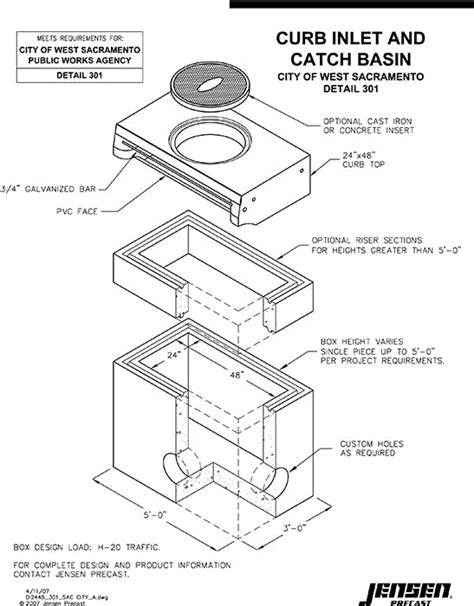 Curb Inlet - 3648 -Sacramento County Type G | Jensen Precast